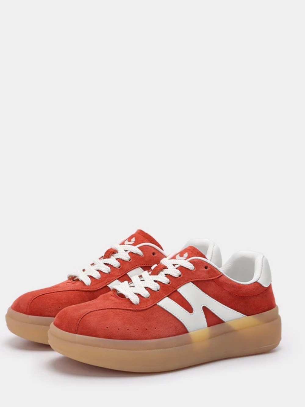 Somiliss Women’s Red Suede Low-Top Sneakers with White Trim